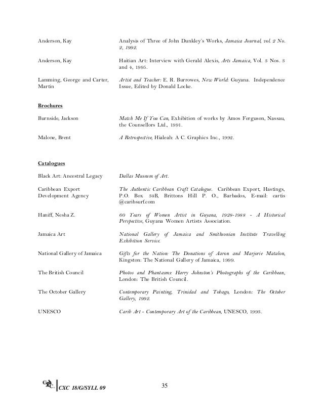 Csec visual arts syllabus