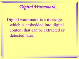 Digital Watermarking Report | PPTX