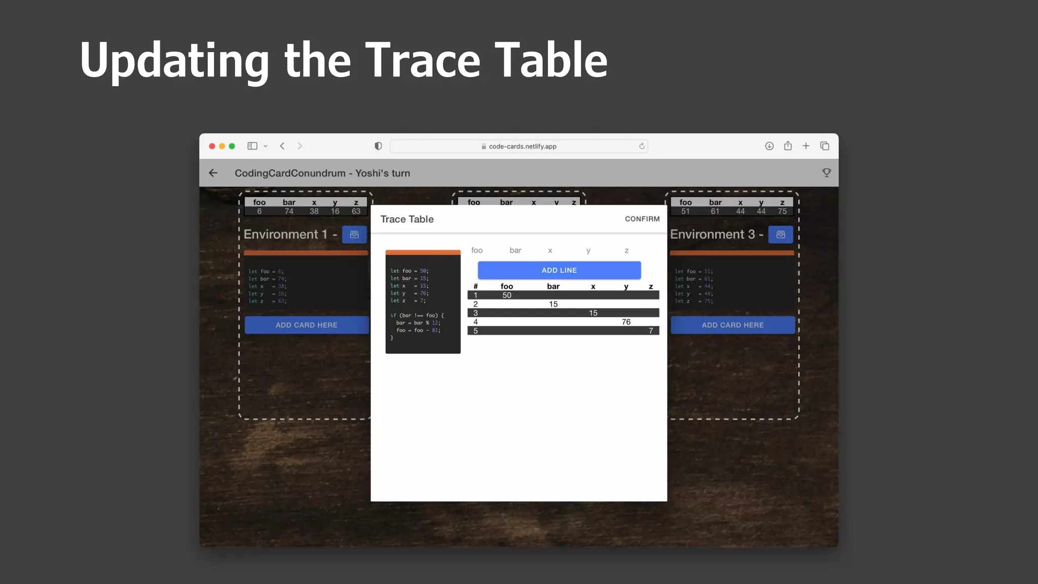 Updating the Trace Table
 