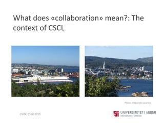 What does «collaboration» mean?: The
context of CSCL
CSEDU 25.05.2015
Photos: Aleksandra Lazareva
 