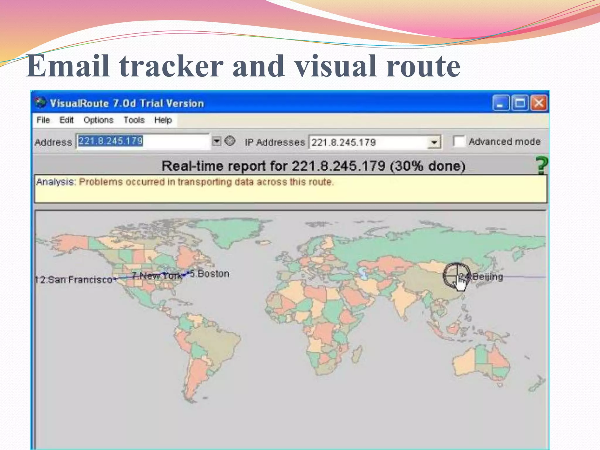 Email tracker and visual route
 