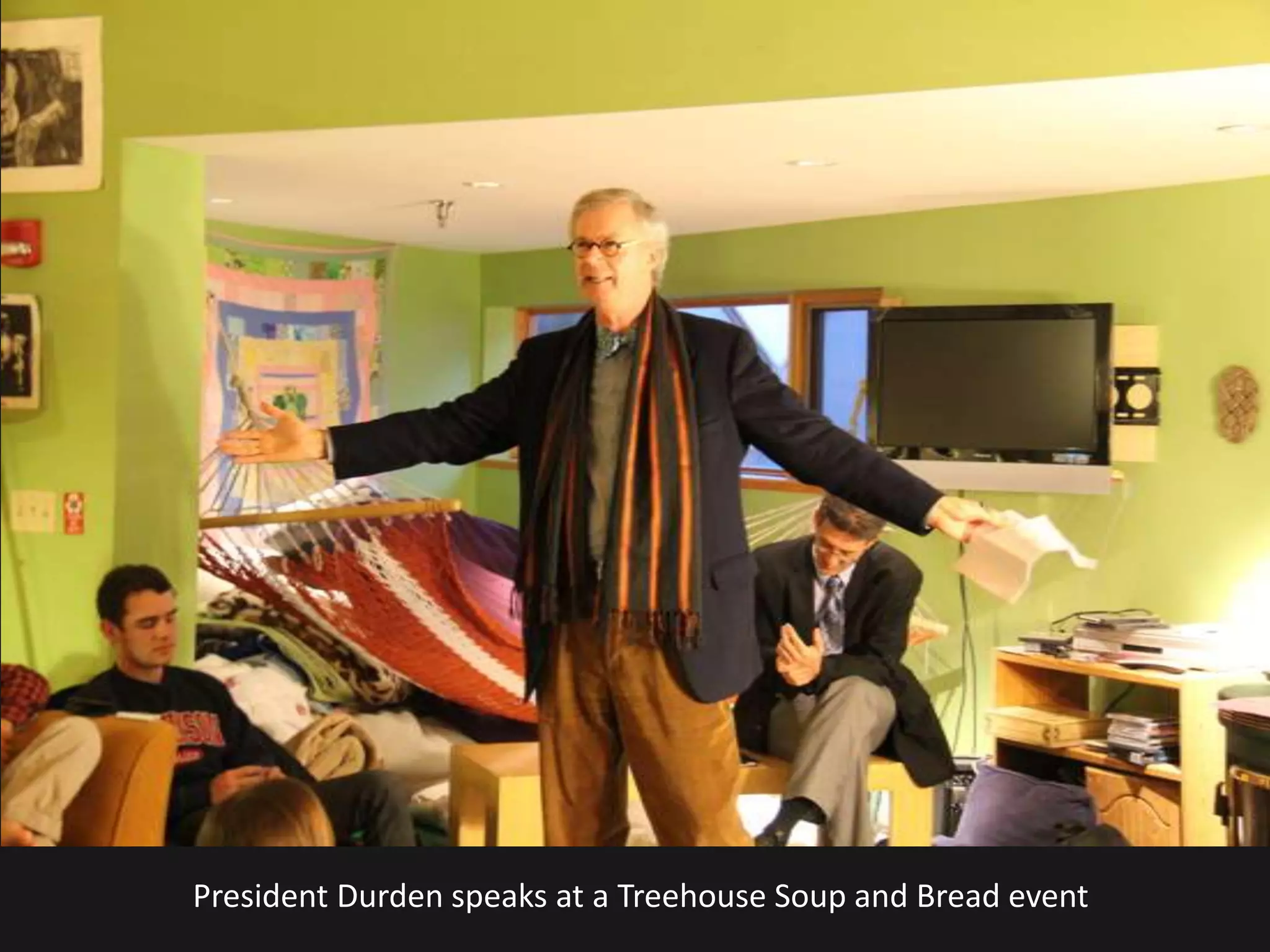 President Durden speaks at a Treehouse Soup and Bread event
 