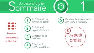 How to
manipulate
a ListView
1
2
3
4
5
6