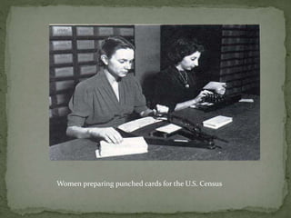 Women preparing punched cards for the U.S. Census
 