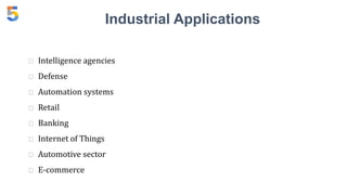 Industrial Applications
� Intelligence agencies
� Defense
� Automation systems
� Retail
� Banking
� Internet of Things
� Automotive sector
� E-commerce
 