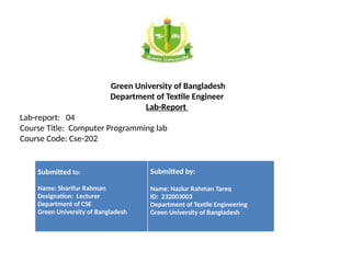 Lab Report Cse Coding CSE lab report 4.pptxbujhfkufkytdkutdkumy | PPTX
