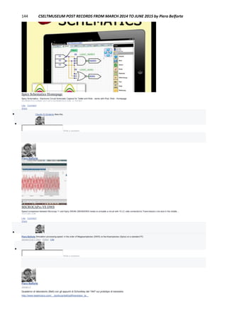 144 CSELTMUSEUM POST RECORDS FROM MARCH 2014 TO JUNE 2015 by Piero Belforte
Spicy Schematics Homepage
Spicy Schematics - Electronic Circuit Schematic Capture for Tablet and Web - works with iPad, Web - Homepage
ISCHEMATICS.COM|BY 2011-2013 ISCHEMATICS.COM - E. PATAKY
Like · Comment ·
Share
 Claudio Di Girolamo likes this.

Write a comment...
Piero Belforte
January 5
MICROCAP11 VS DWS
Speed comparison between Microcap 11 and Spicy SWAN (SWAN/DWS mode) to simulate a circuit with 10 LC cells connected to Transmission Line stub in the middle....
YOUTUBE.COM
Like · Comment ·
Share

Piero Belforte Simulation processing speed: in the order of Megasample/sec (DWS) vs few Ksample/sec (Spice) on a standard PC.
January 6 at 7:19pm · Edited · Like

Write a comment...
Piero Belforte
January 2
Quaderno di laboratorio (Bell) con gli appunti di Schockley del 1947 sul prototipo di transistor.
http://www.beatriceco.com/…/porticus/bell/pdf/transistor_la…
 