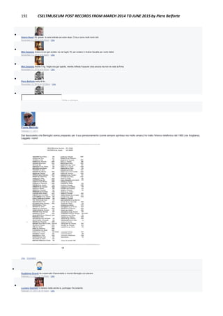 192 CSELTMUSEUM POST RECORDS FROM MARCH 2014 TO JUNE 2015 by Piero Belforte

Gianni Nassi Ok, grazie. Io sarei entrato sei anno dopo. Cmq ci sono molti nomi noti.
November 11, 2014 at 3:31pm · Like

Miki Delprete Invece io ero gia' andato via nel luglio 79, per andare in Arabia Saudita per conto Italtel
November 13, 2014 at 8:56pm · Like

Miki Delprete Anche l' ing. Veglio era gia' sparito, mentre Alfredo Fausone c'era ancora ma non ne vedo la firma
November 13, 2014 at 8:57pm · Like

Piero Belforte early birds...
November 13, 2014 at 10:39pm · Like

Write a comment...
Flavio Melindo
February 11, 2011
Dal fascicoletto che Bertoglio aveva preparato per il suo pensionamento (come sempre spiritoso ma molto amaro) ho tratto l'elenco telefonico del 1965 (via Avigliana).
Leggete i nomi!
Like · Comment

Guglielmo Girardi ho conservato il fascicoletto e ricordo Bertoglio con piacere
February 11, 2011 at 10:00am · Like

Luciano Gabrielli Ci tenevo molto anche io, purtroppo l'ho smarrito
February 11, 2011 at 10:10am · Like
 