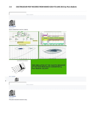218 CSELTMUSEUM POST RECORDS FROM MARCH 2014 TO JUNE 2015 by Piero Belforte
Write a comment...
Piero Belforte
July 19, 2014
BUCK CONVERTER CHAOTIC ORBITS
Like · Comment

Write a comment...
Piero Belforte
July 4, 2014
PCB plane inductance extraction setup.
 