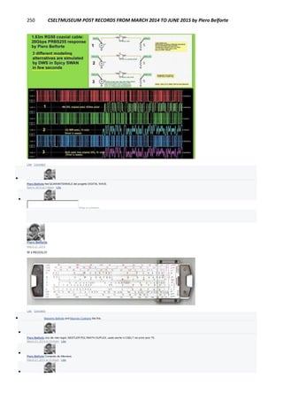 250 CSELTMUSEUM POST RECORDS FROM MARCH 2014 TO JUNE 2015 by Piero Belforte
Like · Comment

Piero Belforte Nel QUARANTENNALE del progetto DIGITAL WAVE.
April 4, 2014 at 7:46am · Like

Write a comment...
Piero Belforte
March 21, 2014
W il REGOLO!
Like · Comment
 Massimo Belforte and Maurizio Codogno like this.

Piero Belforte Uno dei miei regoli, NESTLER POLYMATH DUPLEX, usato anche in CSELT nei primi anni '70.
March 21, 2014 at 10:44pm · Like

Piero Belforte Comprato da Allemano.
March 21, 2014 at 10:50pm · Like

 