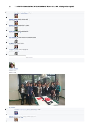 84 CSELTMUSEUM POST RECORDS FROM MARCH 2014 TO JUNE 2015 by Piero Belforte
 Gianni Soria and Luciano Gabrielli like this.

Gianfranco Beggiato Delpiano, Papuzza, Capella
April 5 at 9:09pm · Like

Gianfranco Beggiato Poi forse Dionese e Tamagno?
April 5 at 9:10pm · Like

Giovanni Ponte la segretaria si chiamava Mentasti
April 5 at 11:24pm · Edited · Like

Ennio Cardamone Si, è Dionese, riconosco la cravatta smile emoticon
April 6 at 11:01am · Like

Piero Belforte Non riconosco Dionese.
April 6 at 11:03am · Like

Gerardo Fornuto Quello con la cravatta è Ansaldi
April 27 at 2:49pm · Unlike · 1

Write a comment...
Loredana Grimalda
December 17, 2014
saluto a Franca
Like · Comment
 Gianni Soria, Franco Canavesio, Enzo Garetti and 23 others like this.

Cinzia Ortu Dai che bello rivedervi! E quanta nostalgia smile emoticon
December 17, 2014 at 4:18pm · Like

 