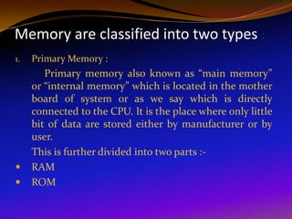 memory organization of a computer | PPT