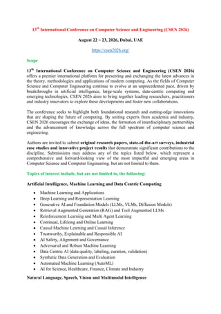 13th International Conference on Computer Science and Engineering (CSEN ...