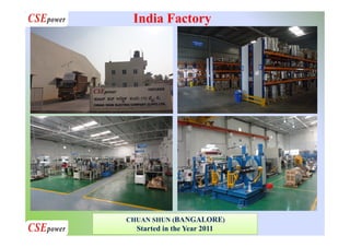 India Factory
CHUAN SHUN (BANGALORE)
Started in the Year 2011
 
