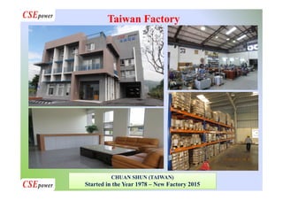 Taiwan Factory
CHUAN SHUN (TAIWAN)
Started in the Year 1978 – New Factory 2015
 