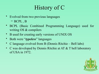 Comprehensive Introduction to C Programming Language Basics and ...
