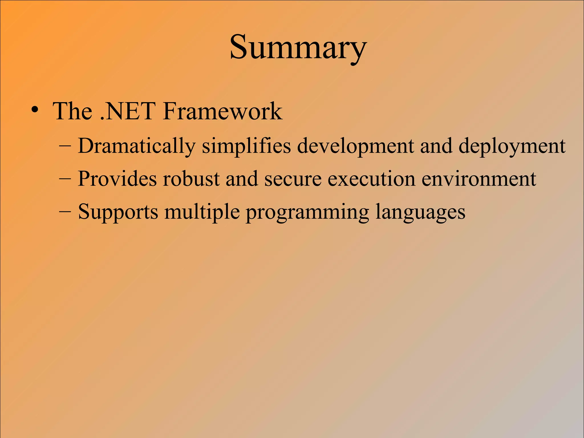 Introduction to .NET Framework | PPT | Programming Languages | Computing