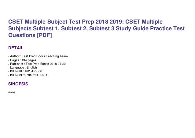 Cset Practice Test Multiple Subject Subtest 2 – ZZSBQA