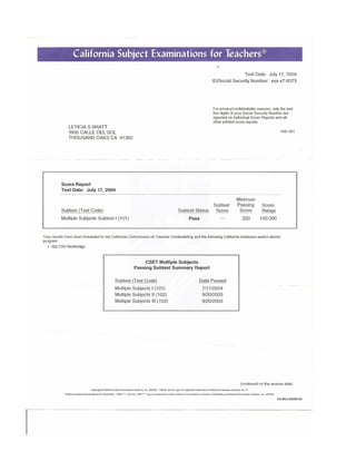 Cset Results