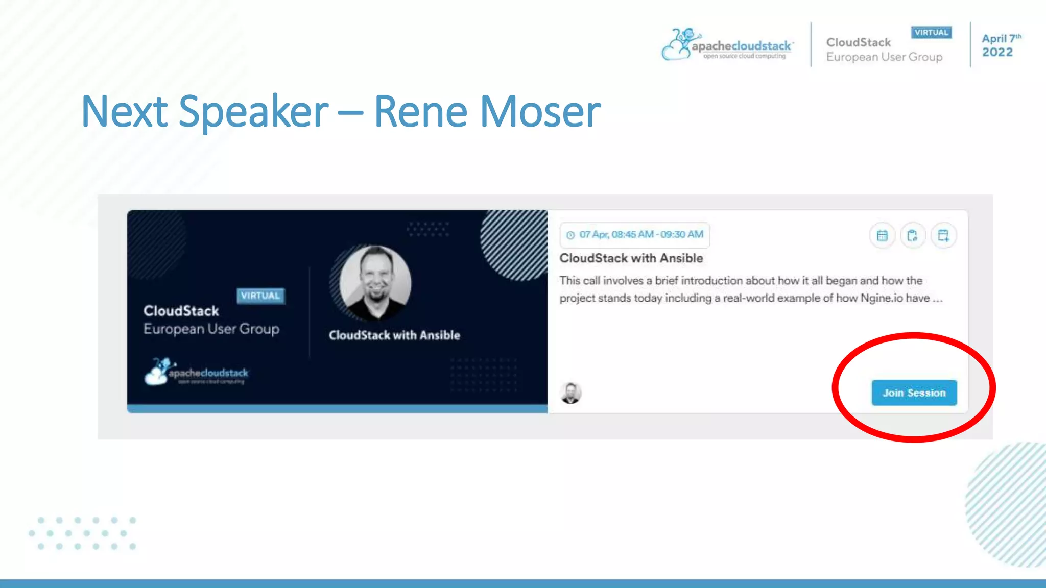 Next Speaker – Rene Moser
 