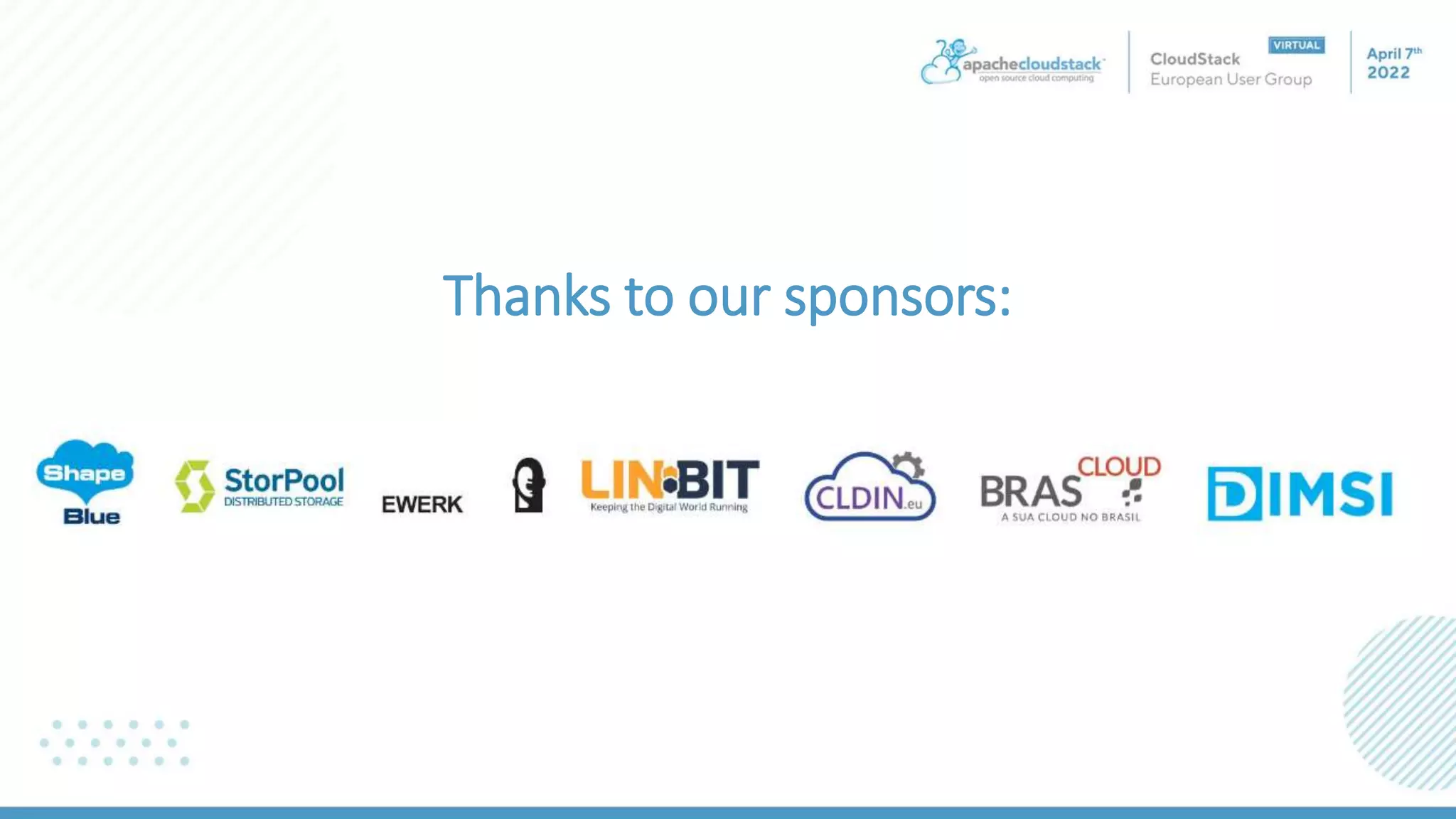 Thanks to our sponsors:
 
