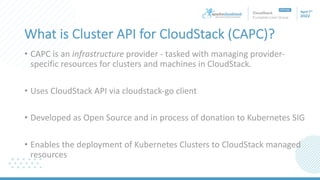 A Kubernetes CAPI Provider for Apache CloudStack | PDF