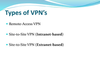 Virtual Private Networks (VPN) ppt | PPT