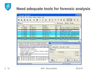 Need adequate tools for forensic analysis
2015/16CSF - Nuno Santos12
 