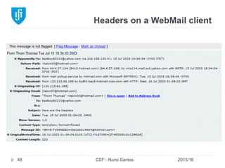 Headers on a WebMail client
2015/16CSF - Nuno Santos48
 