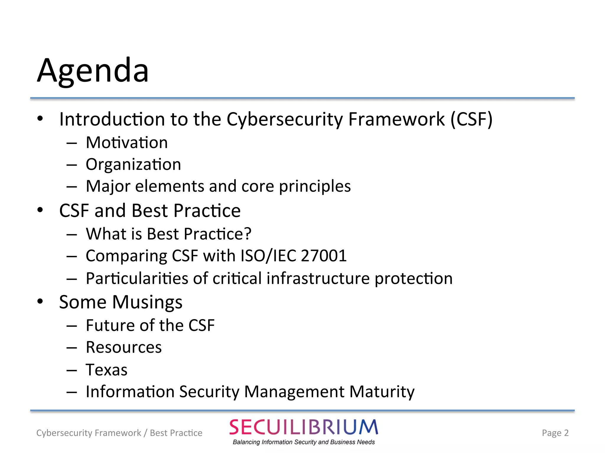 NISTs Cybersecurity Framework -- Comparison with Best Practice | PDF