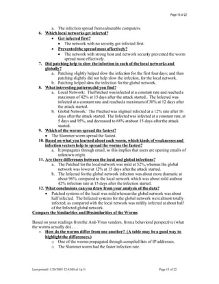 Worm Propagation Simulation Analysis