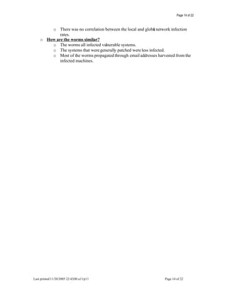 Worm Propagation Simulation Analysis