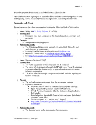 Worm Propagation Simulation Analysis