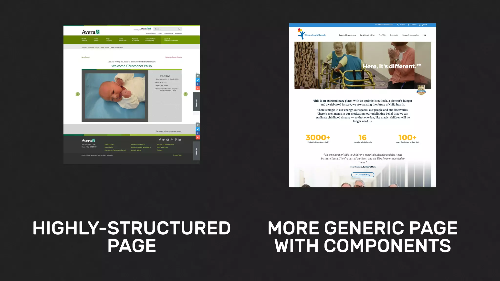 HIGHLY-STRUCTURED
PAGE
MORE GENERIC PAGE
WITH COMPONENTS
 