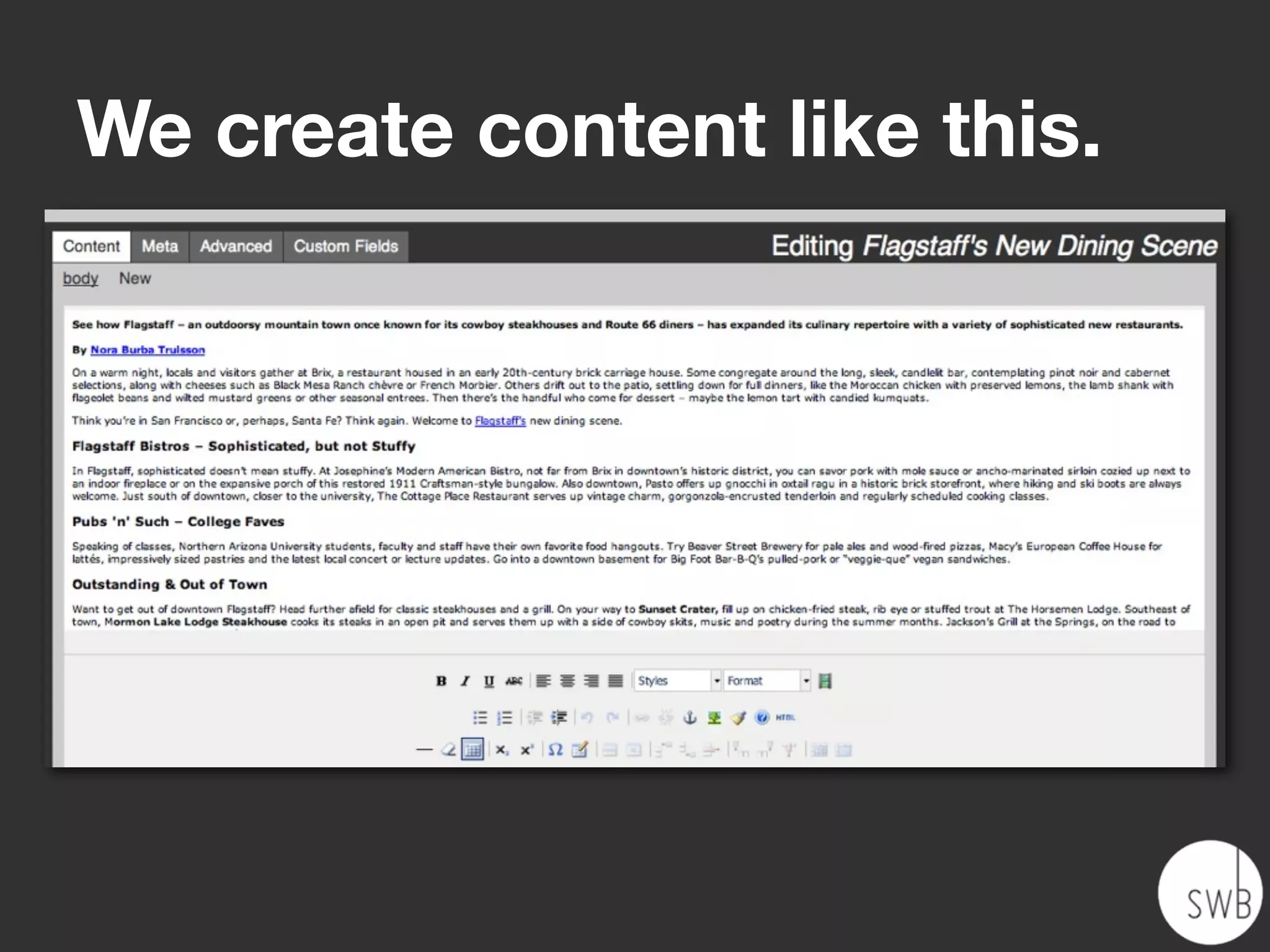 We create content like this.
 