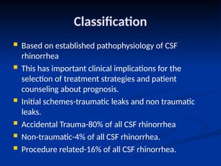 Cerebro spinal fluid rhinorrhea management | PPTX
