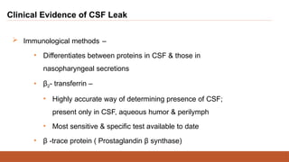 Transferrin Csf CSF RHINORRHOEA presentation resident year | PPTX
