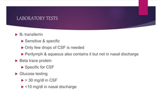 Transferrin Csf Csf rhinorrhoea | PPTX