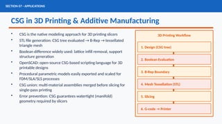 Comprehensive Study of Constructive Solid Geometry (CSG) for ...