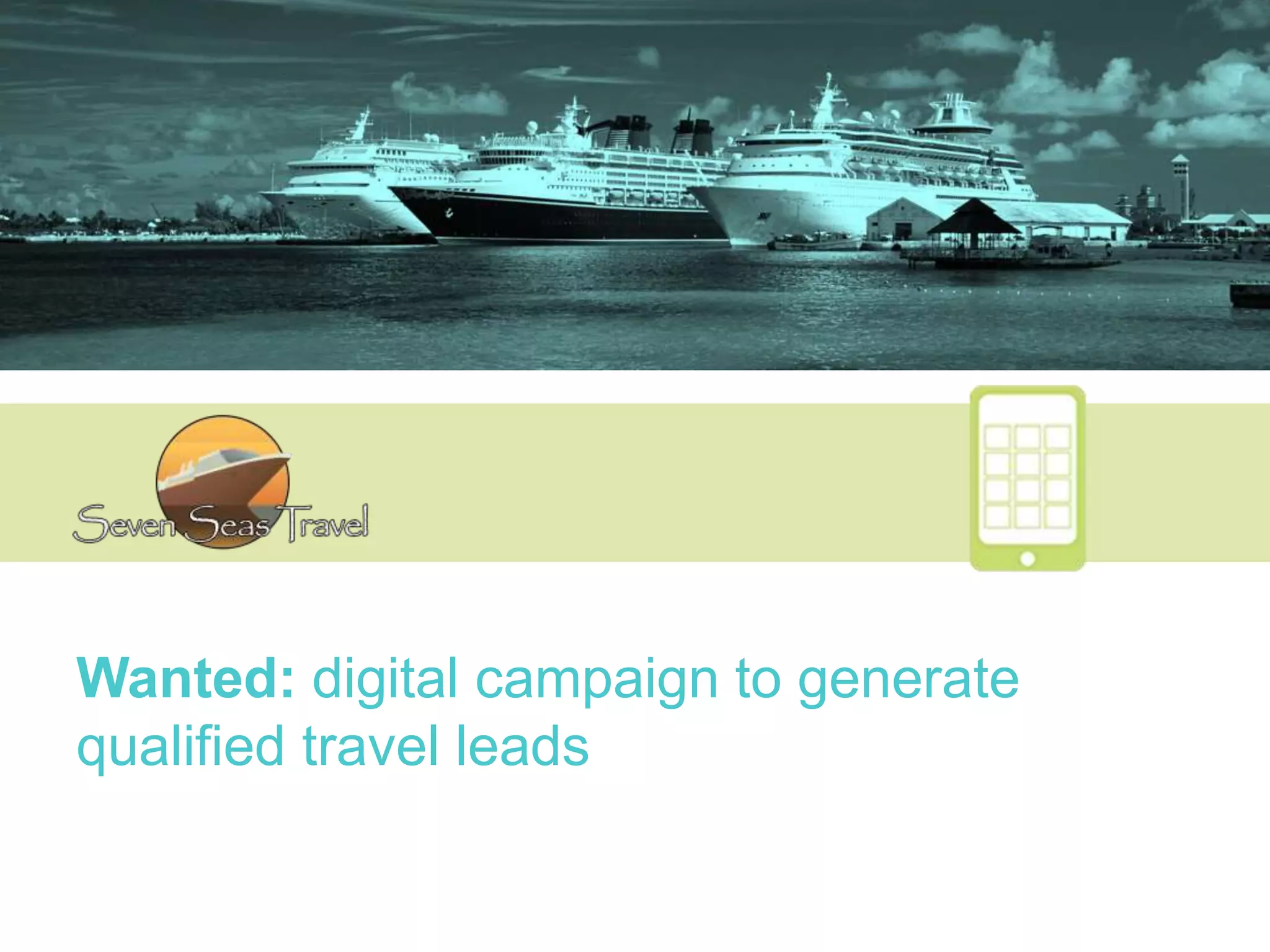 Wanted: digital campaign to generate
qualified travel leads
 