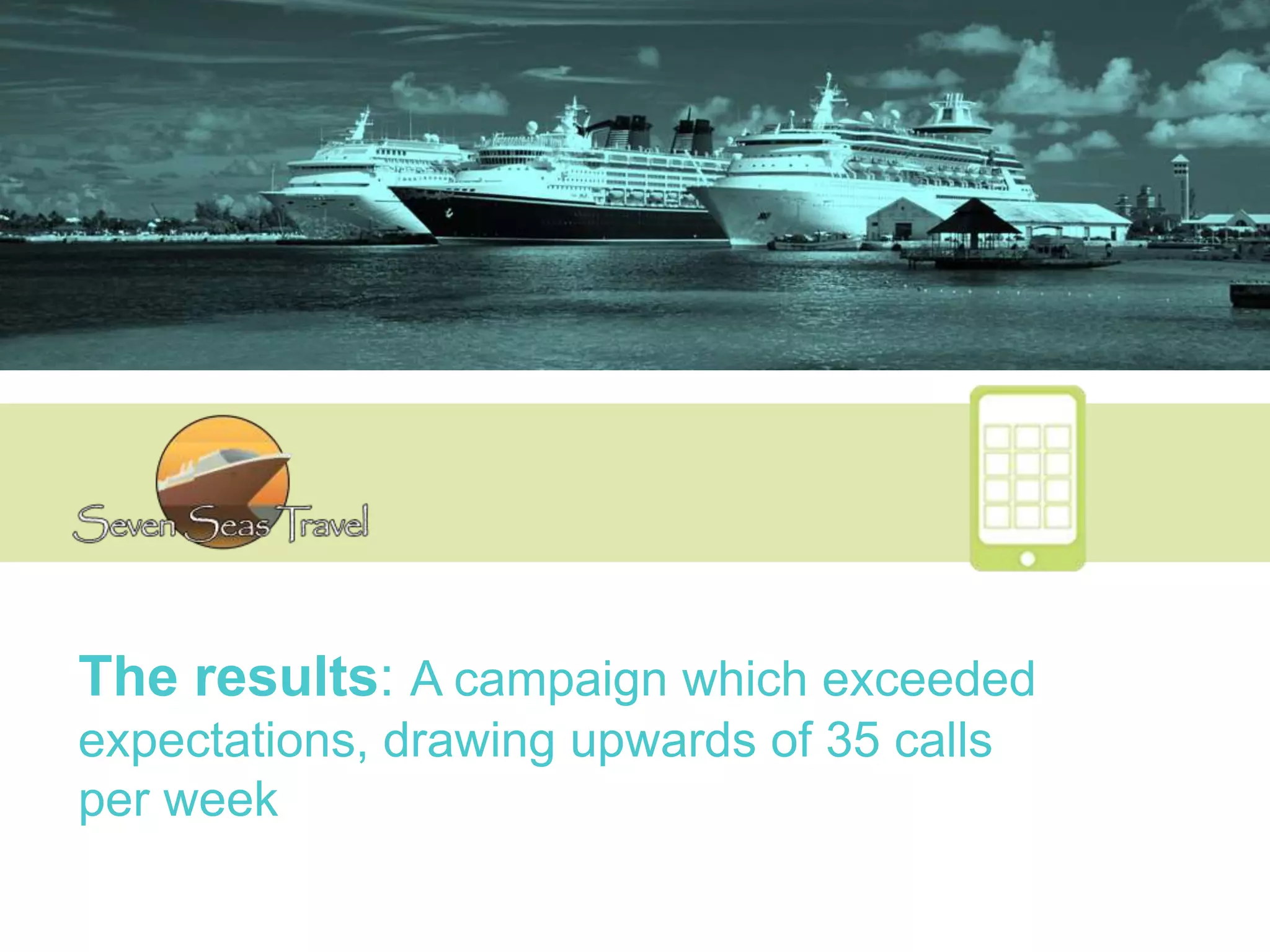 The results: A campaign which exceeded
expectations, drawing upwards of 35 calls
per week
 