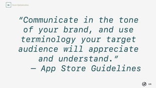 125
Push Notiﬁcations
& In-App Messaging04
Re-engage users.
There’s so much more…
• Screenshots
• Preview Video
• Localization
• Category
• App Icon
• Ratings & Reviews
• Release Notes
Check out  
the downloads!
 