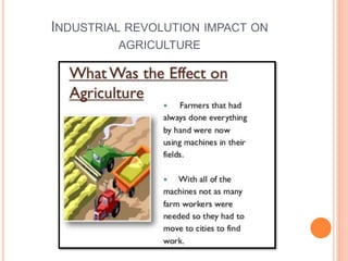 INDUSTRIAL REVOLUTION IMPACT ON
AGRICULTURE
 