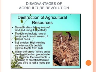 DISADVANTAGES OF
AGRICULTURE REVOLUTION
 