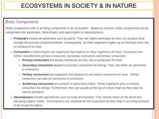 ECOSYSTEMS IN SOCIETY & IN NATURE
 