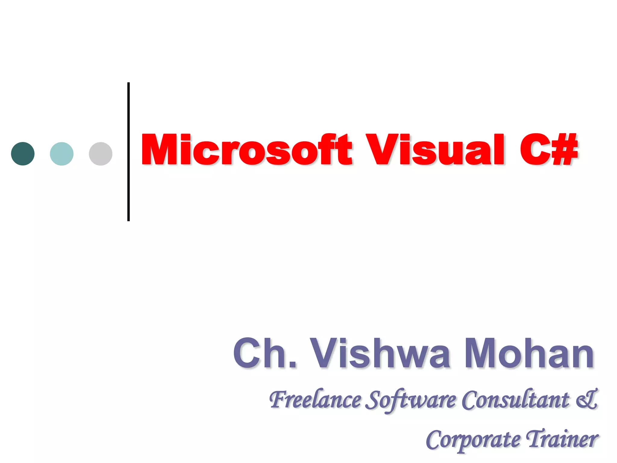 CSharp Presentation | PPTX | Programming Languages | Computing