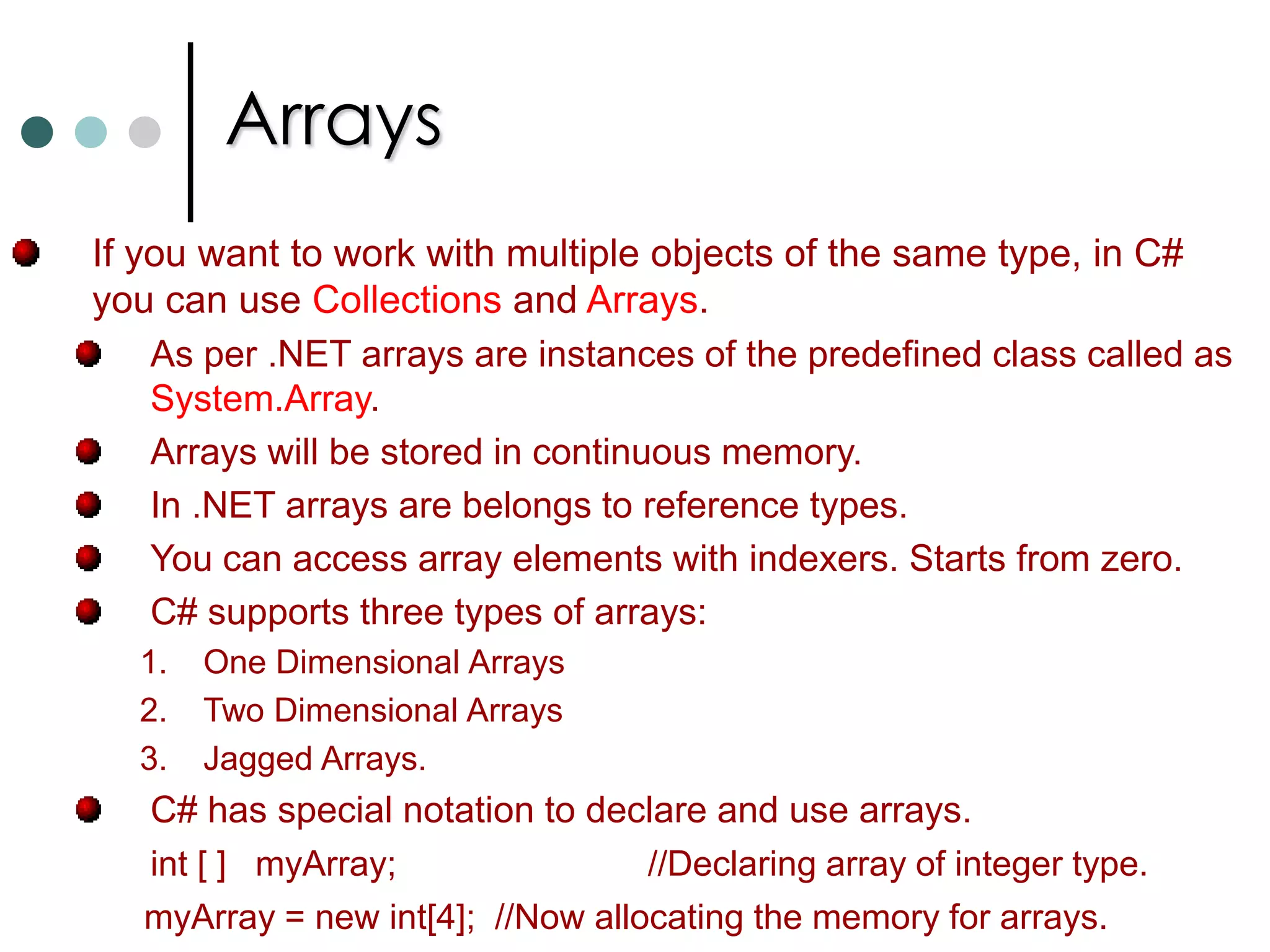 Arrays & Indexers