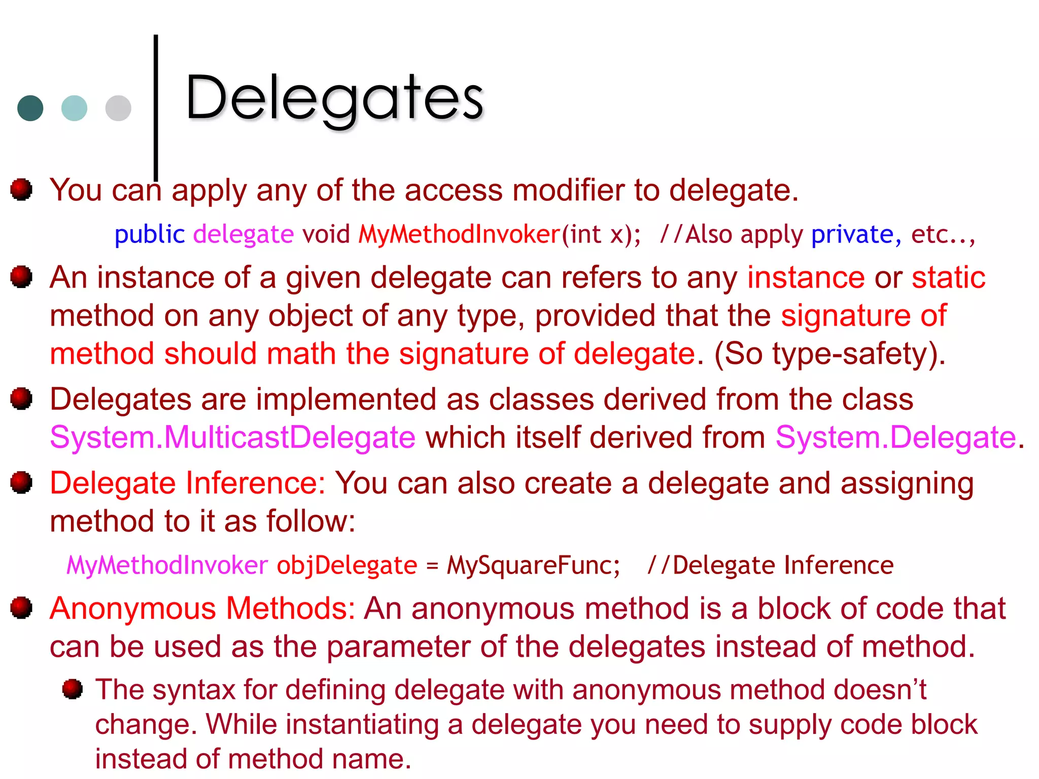 Delegates & Events