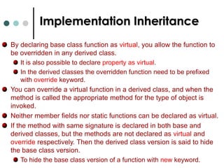 Inheritance in C#Multiple Inheritance:In C#, we don't have multiple inheritance where one class can inherit two base classes. So, the multiple inheritance can be done by using the concept of interfaces. Here one class can inherit one class and can implements more than one interface. Hybrid Inheritance: The hybrid inheritance can also be done through with the help of interface. Here the derived class cans implements more than two interfaces and only one class.