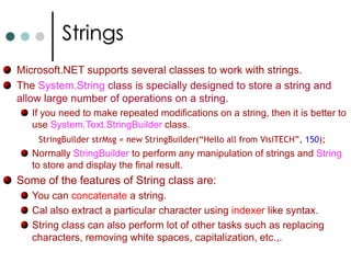 A class that holds the event data. (Eg: EventArgs)Events enable a class or object to notify other classes or objects when something of interest occurs. The class that sends the event is called as publisher and the class that receives the event called as subscriber. An event can have multiple subscribers. A subscriber can handle multiple events from multiple publishers.Events that have no subscribers are never called.